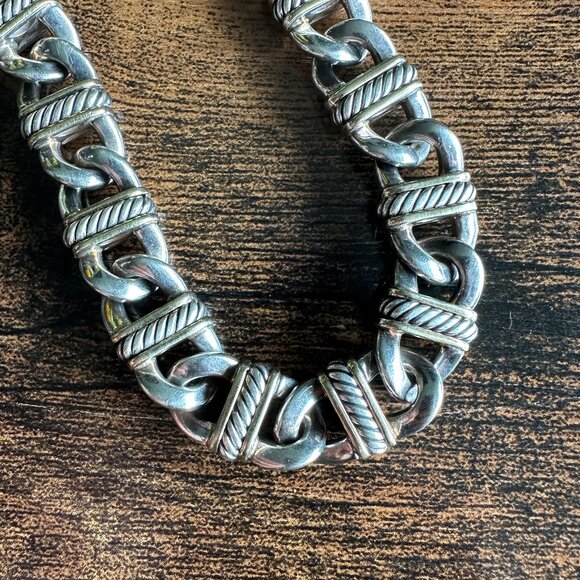 David Yurman Madison Chain Link Necklace w/ 18K Yellow Gold - 14mm - 16" - RARE - Picture 3 of 16